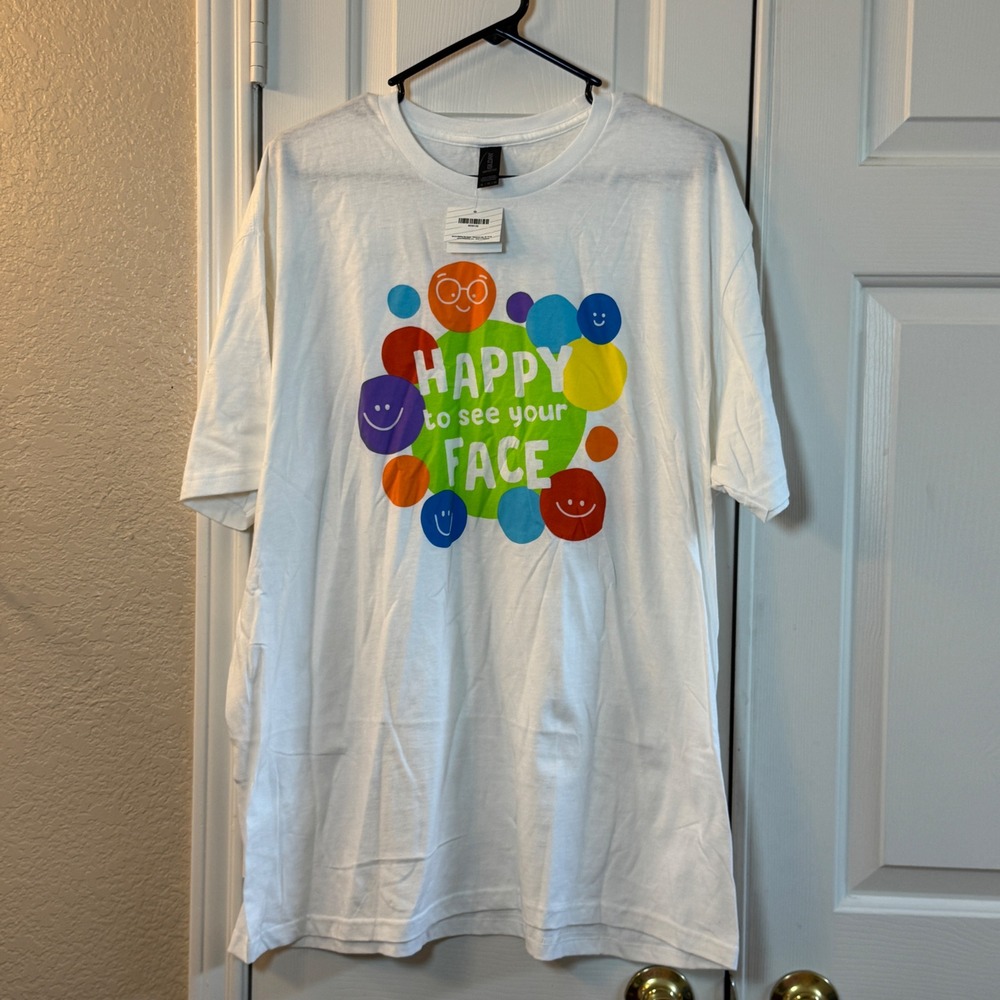 Making the Grade White Gilden SoftStyle T-Shirt "Happy to See Your Face" Size XL